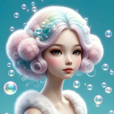 (女の子-shaped white cloud: soap bubbles),Fluffy and fluffy,foam,cute,create adorable backgrounds,pastel colors,Sparkling,fancy,fantasy