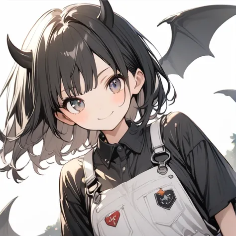 girl　Black Hair　devil　Overall black