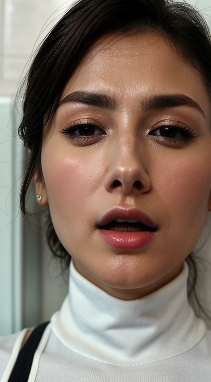 Beautiful Japanese actresses、1 person,Flying debris,,Award-winning photography, Very detailed,Face Focus, Big double eyes(Woman with open mouth and closed eyes ), 30 years old、Black Hair、Glowing Skin、(((Face close-up)))、Realistic nostrils、Trains the nose t...