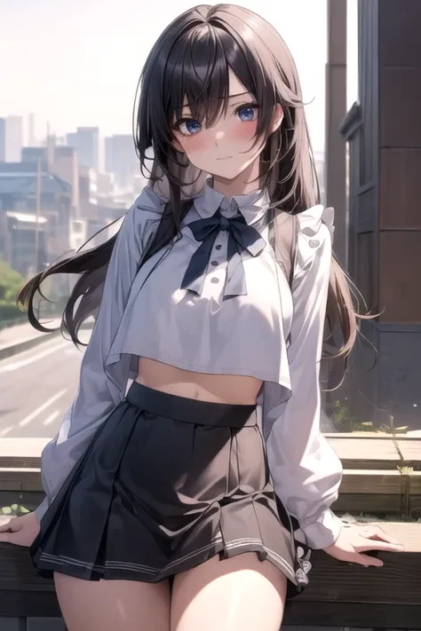 ((masterpiece)), ((high resolution)), ((best quality)), (ultra-detailed), anime, ((kawaii)), cute, (lovely), ((extremely detailed)), best quality, dynamic angle, (beautiful), slutty dress, underboob, thighs, midriff, skirt, in outdoors, embarrassed face,