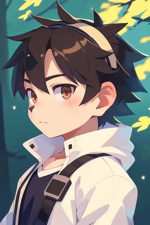 anime boy with brown eyes and a white jacket with a hoodie, makoto shinkai ( apex legends ), anime moe artstyle, anime boy, anime style portrait, kawaii realistic portrait, high quality anime artstyle, cute anime face, makoto, profile picture 1024px, young...