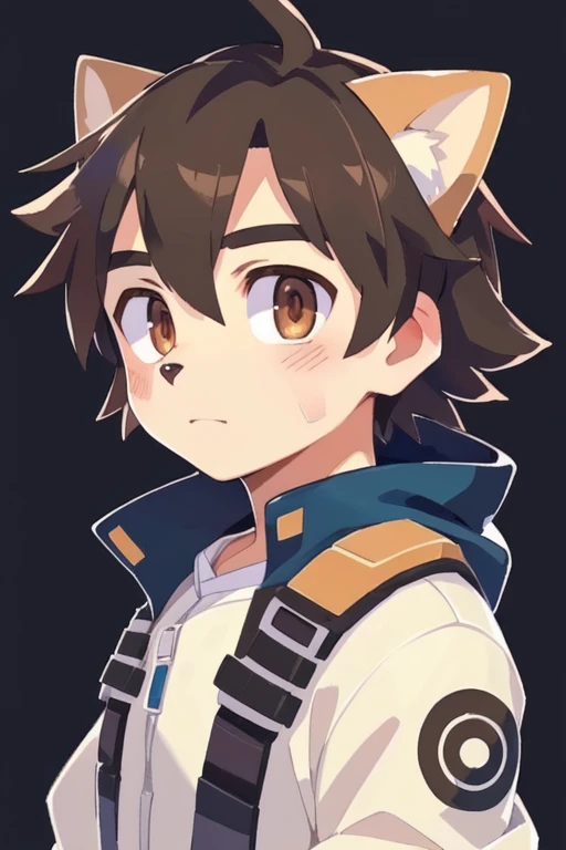 anime boy with brown eyes and a white jacket with a hoodie, makoto shinkai ( apex legends ), anime moe artstyle, anime boy, anime style portrait, kawaii realistic portrait, high quality anime artstyle, cute anime face, makoto, profile picture 1024px, young...