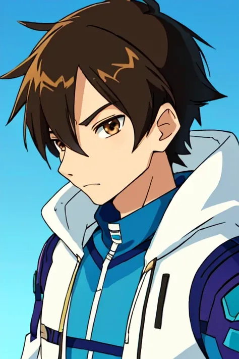 anime boy with brown eyes and a white jacket with a hoodie, makoto shinkai ( apex legends ), anime moe artstyle, anime boy, anime style portrait, kawaii realistic portrait, high quality anime artstyle, cute anime face, makoto, profile picture 1024px, young...