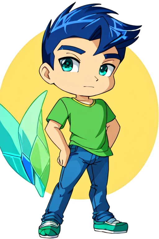 drawing of a boy with a green shirt and blue jeans, full body portrait of a short!, single character full body, !!full body portrait!!, official fanart, character full body portrait, full body character portrait, full body illustration, fullbody portrait, ...