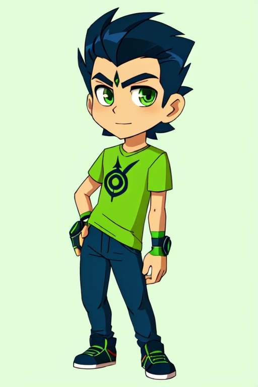 drawing of a boy with a green shirt and blue jeans, full body portrait of a short!, single character full body, !!full body portrait!!, official fanart, character full body portrait, full body character portrait, full body illustration, fullbody portrait, ...