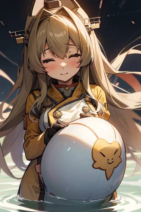 KanColle Yamato pregnant woman nears term, amniotic sac ruptures and amniotic fluid leaks out