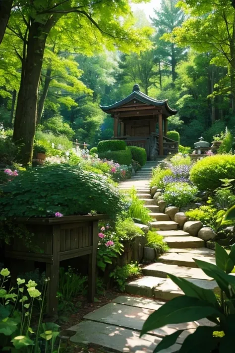 Best Quality、Lush forest、plant、garden、Mysterious