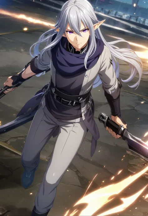 1boy, long hair, navy hair, purple eyes, dark elf, male, CG, screenshot