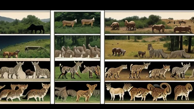 Autostereogram, stereogram, Animals lined up side by side in a continuous image