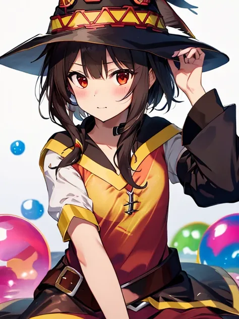 Bubbleまみれ, Bubble, masterpiece, (Megumin), UHD, retina, masterpiece, accurate, anatomically correct, textured skin, super detail, high details, high quality, best quality, highres, 8k