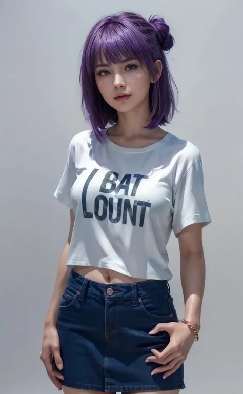 Ayane, purple hair, (best quality, ultra-detailed), (realistic:1.37), beautiful and detailed face, ultra-realistic texture, delicate face, delicate body, red lipstick, long-lasting colors. high definition, 8K. expression with a sexy look