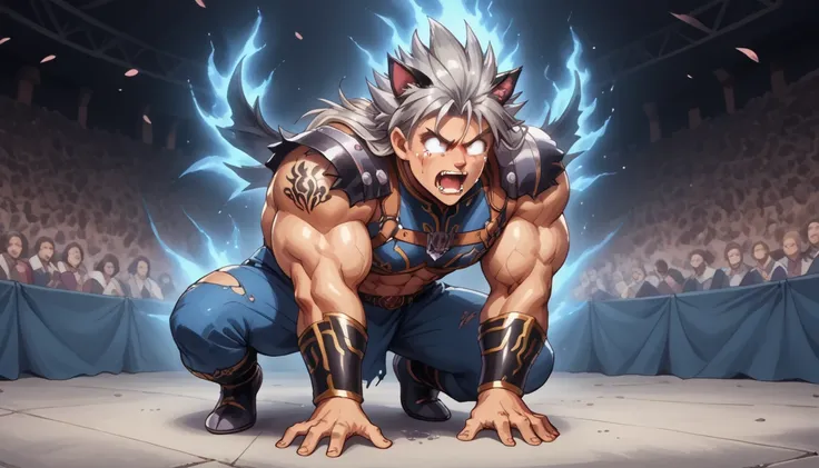 toei animation style,(((huge muscles))),confront the enemy,hyunckel,handsome,good looking,crying face,silver hair,,8k,high defin...