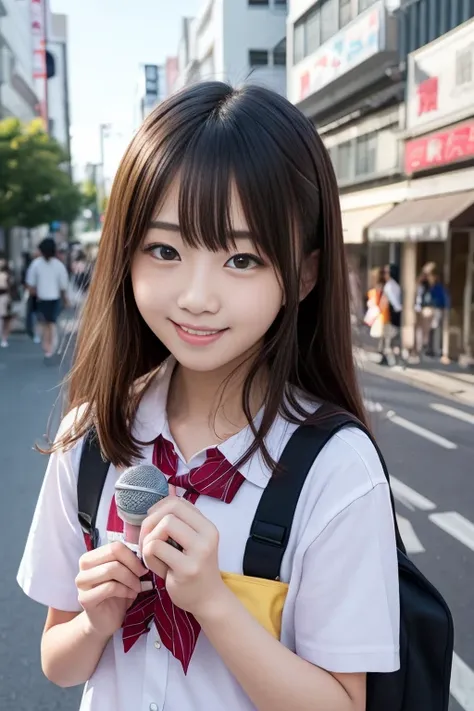 High quality masterpiece, 8k, , Japanese Girls, RAW Photos, Absurd, Winner portrait smile face, 笑face, Alone, Uniform, Summer Clothes Idol&#39;face, violet, Gardenia, Delicate girl, Long black hair, Dark Eyes, Upper body digital SLR, Observe the audience, ...