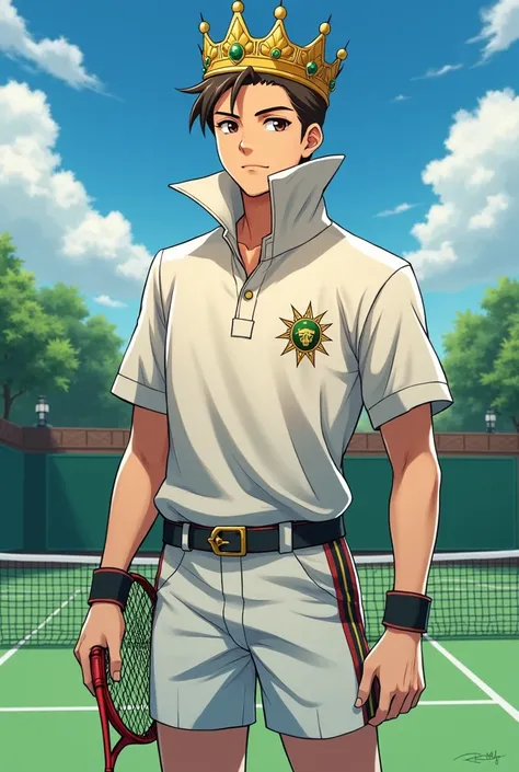 Fire Emblem Young King wearing a Massive Popped Collar Polo with a collar so high its taller than his head with his Princess playing Tennis