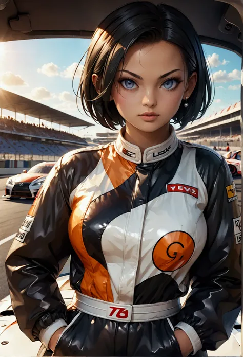 videl, (dbz), curvy, attractive, short hair, beautiful detailed eyes, absurd, highres, ultra detailed, (Highest image quality), (Master work), (Detailed description of the eye), (8K wallpaper), (Detailed description of the face), depth of field, (lens refl...