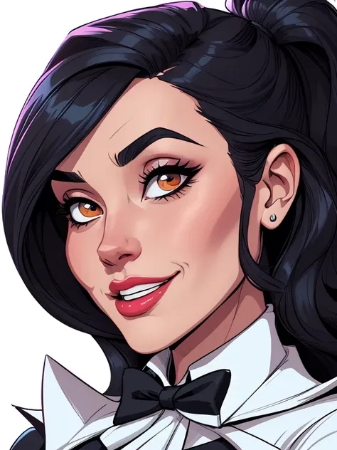 Character Zatanna Zatara, Cartoon image of a woman .cartoon style illustration, cartoon art style, cartoon art style, digital illustration style, highly detailed character design, detailed cute digital art, City Fan Art, Portrait Character Design, beautifu...