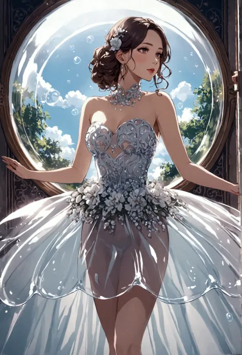 Beautiful woman in a bubble dress