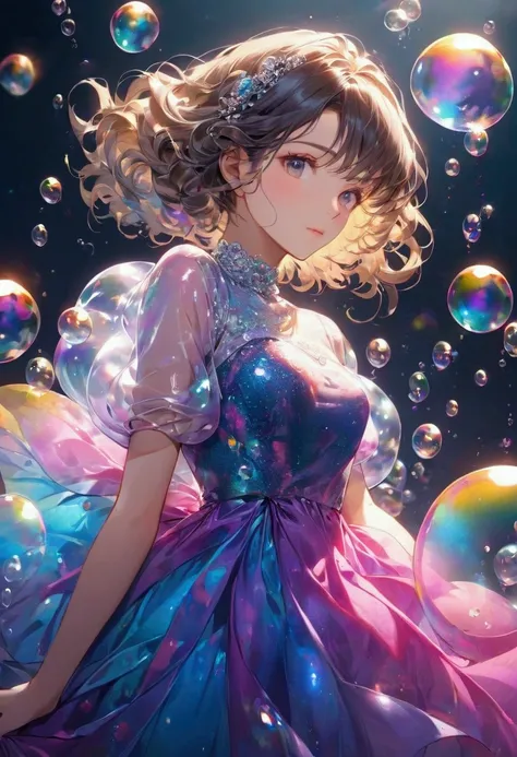 Beautiful woman in a bubble dress