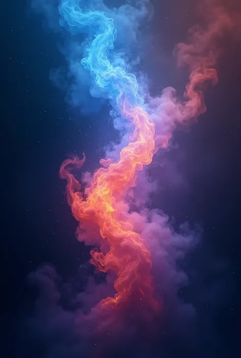 Blue and red flames intersecting in space