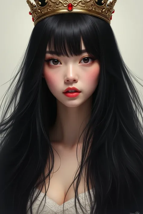 ((best quality)), ((masterpiece)), (detailed), perfect face
long black hair with crown