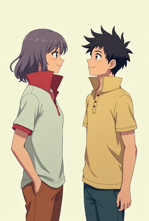 Anime Man and Woman both wearing a Massive Popped Collar Polo with a collar so high its taller than their head