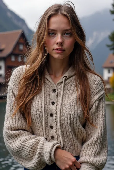 A very realistic and detailed photo of pretty swiss girl, 