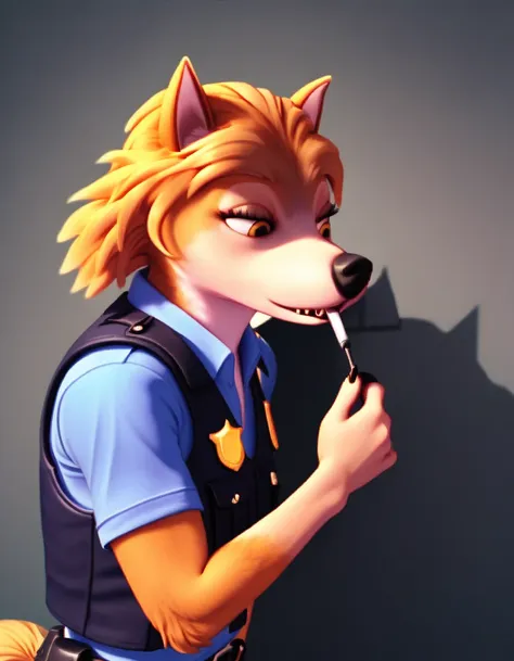 score_9, score_8_up, score_7_up, score_6_up, kate, wolf, anthro, lineart, police_vest, sniffing_boxes_in_airport_cargo_room