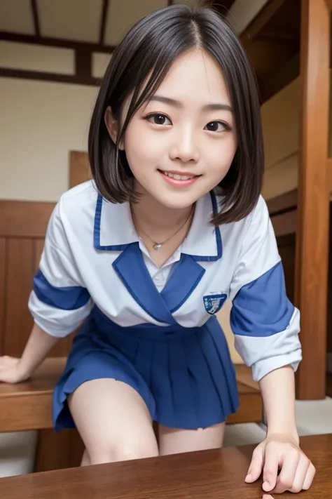 High quality masterpiece, 8k, , Japanese Girls, RAW Photos, Absurd, Winner portrait smile face, 笑face, Alone, Uniform, Summer Clothes Idol&#39;face, violet, Gardenia, Delicate girl, Long black hair, Dark Eyes, Upper body digital SLR, Observe the audience, ...