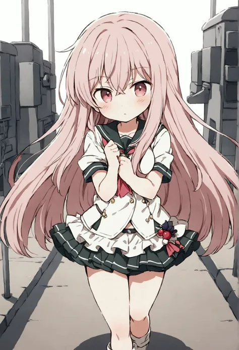 A long-haired anime girl is walking through the naval base, Kantai Collection Style, Railgun, konpeki no kantai, Kantai Collection Arcade, Kantai Collection, Makoto Shinkai Style, Cute girl anime visuals, Makoto Shinkais style, Beautiful anime high school ...