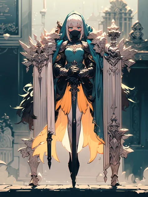 Design a layout showcase Gaming character, (1girl). Golden+Purle clothes, stylish and unique, ((showcase weapon:1.4)), magic staff, (masterpiece:1.2), (best quality), 4k, ultra-detailed, (Step by step design, layout art:1.5), (luminous lighting, atmospheri...