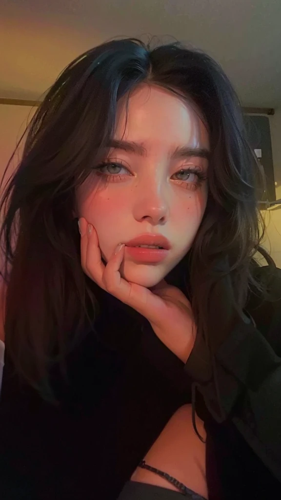 High Resolution, billie eilish, without deforming hands, big juicy doll lips