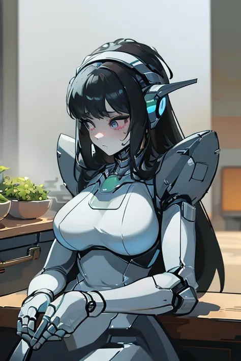 (masterpiece),(Highest quality),(Super detailed),(Best illustrations),(Best Shadow),(Absurd),(Detailed Background),(so beautiful), 16K, 8K, 4K,(Best Shadow),robotization,woman ,big bust,Robot Joint ,Metal skin,Black robot Suit,long hair,a black robot suit ...