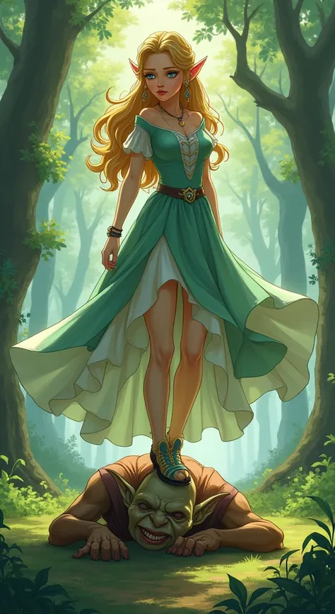 Princess Zelda steps on a sleeping goblin&#39;s face with her high heels　At my feet, a goblin was sleeping comfortably.　While exploring the forest, Zelda steps on his face.　To be stepped on with all one&#39;s might　Make sure to step on the goblin&#39;s fac...