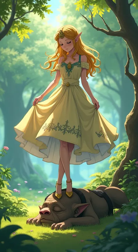 Princess Zelda steps on a sleeping goblin&#39;s face with her high heels　At my feet, a goblin was sleeping comfortably.　While exploring the forest, Zelda steps on his face.　To be stepped on with all one&#39;s might　Make sure to step on the goblin&#39;s fac...