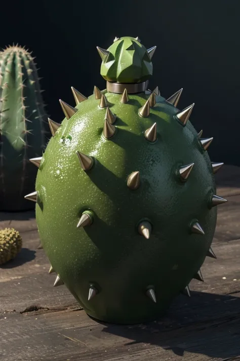 make a grenade with spikes and cactus texture in 4k hd