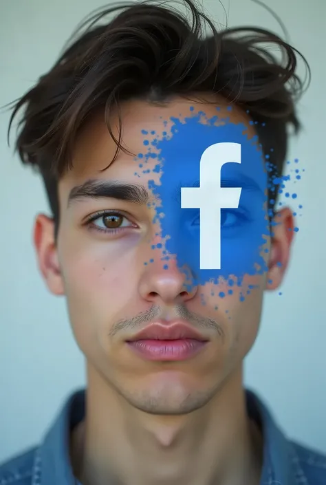 young man with facebook head