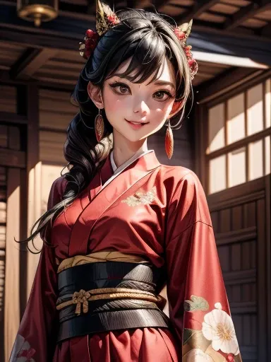 {{{masterpiece}}}, {{{Best quality}}}, {{Looks super detailed}}, {Movie Lighting}, {illustration}, {Beautiful eyes}, {1 girl}, Full body photo，Extremely detailed, 1 girl, solitary,  A beautiful samurai warrior, Blue long ponytail hairstyle, Wearing a red a...