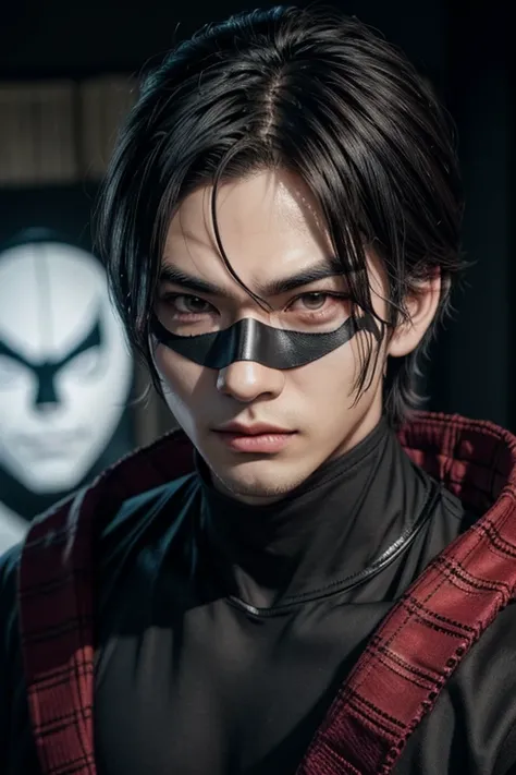 perfect face, men, ninja mascara, mask man, mascara samurai, anime, Mask onin, devil&#39;s mascara, man in black suit, black hair, crow mask