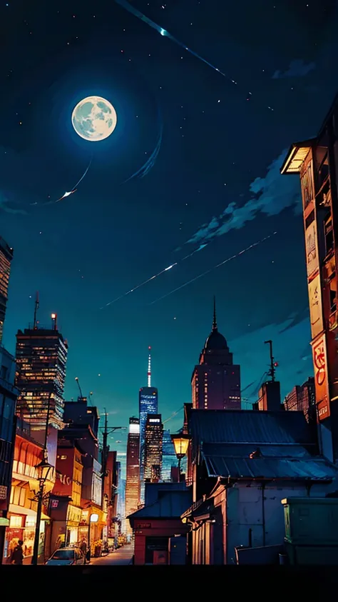 Cityscape　Starry Sky　moon