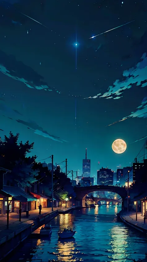 Cityscape　Starry Sky　moon