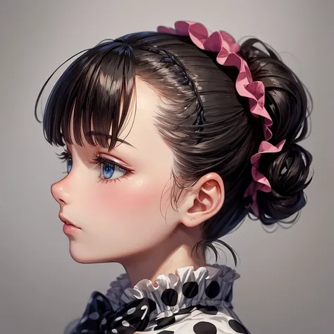 Russian　Polka dot scrunchie　ponytail