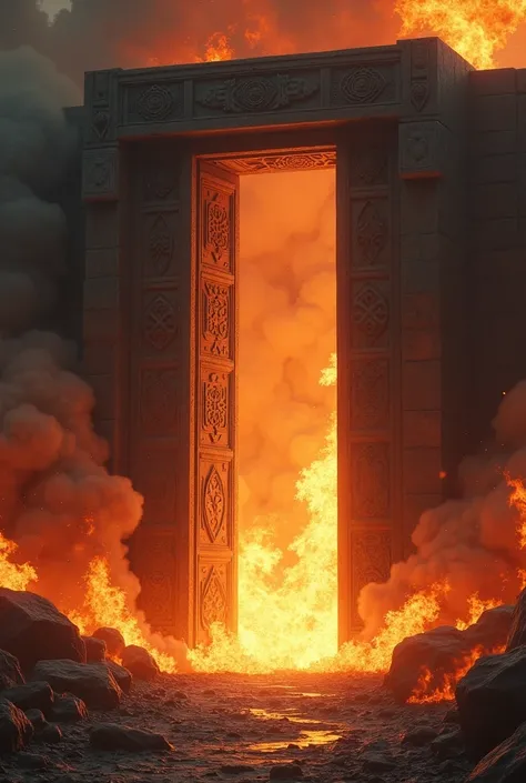 Wide door,fire,inferno