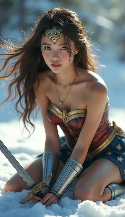 Japanese、cute、Wonder Woman。 Brown Hair、masterpiece、beautiful girl、Beautiful Eyes、Swollen eyes、Silver lining、Best Quality、超High resolution、(reality:1.4)、Cinema Lighting、so beautiful、Wonder Woman cospla
y。 so beautiful顔。 Japanese、10th Generation、Beautiful wh...