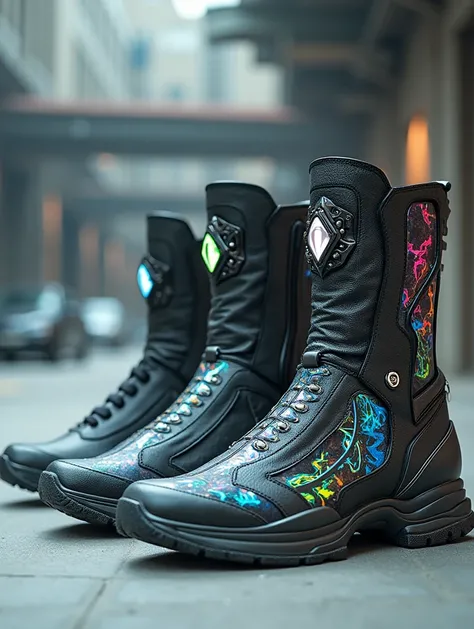 Sneakers, boots with designs from another world and from a high-quality country, in the style of 2014-2015