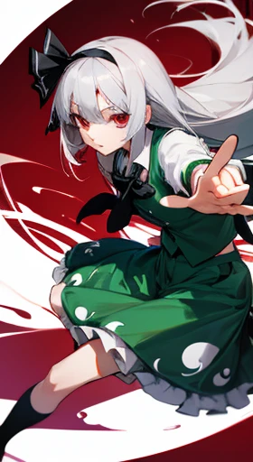 Highest quality　I have long hair　Gray Hair　Konpaku Youmu　Red eyes　I have nothing　Odd Eye　One person　