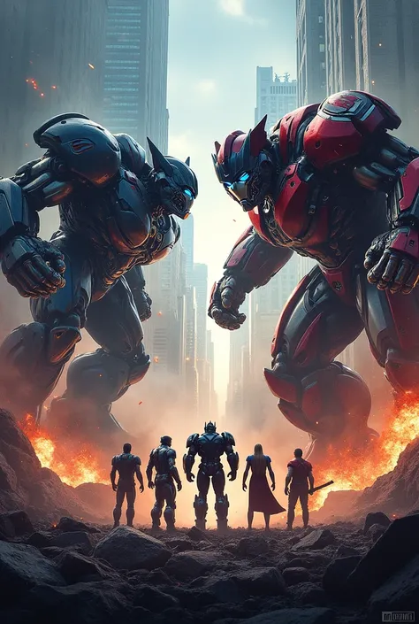 Movie poster with the title movie of the year the avengers vs. the transformers 