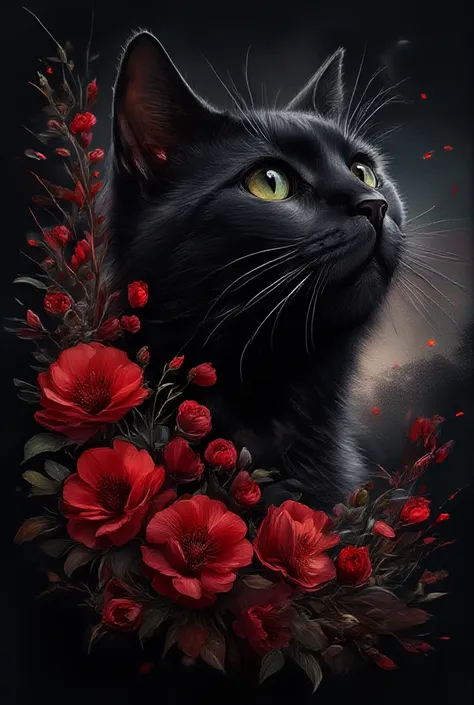 watercolor style, watercolor, wet on wet, paintstreaks, watercolor painting, \na a captivating close-up portrait of a black cat,...