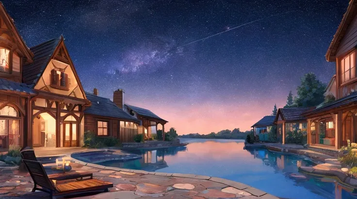 Starry sky with beautiful color and a relaxing atmosphere, for visual novel background style