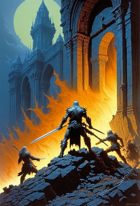 Moment of Final Battle, by Michael Whelan.
best quality, masterpiece, intricate details, ultra-detailed