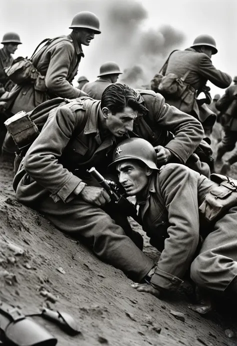 Moment of Final Battle, by robert capa.
best quality, masterpiece, intricate details, ultra-detailed